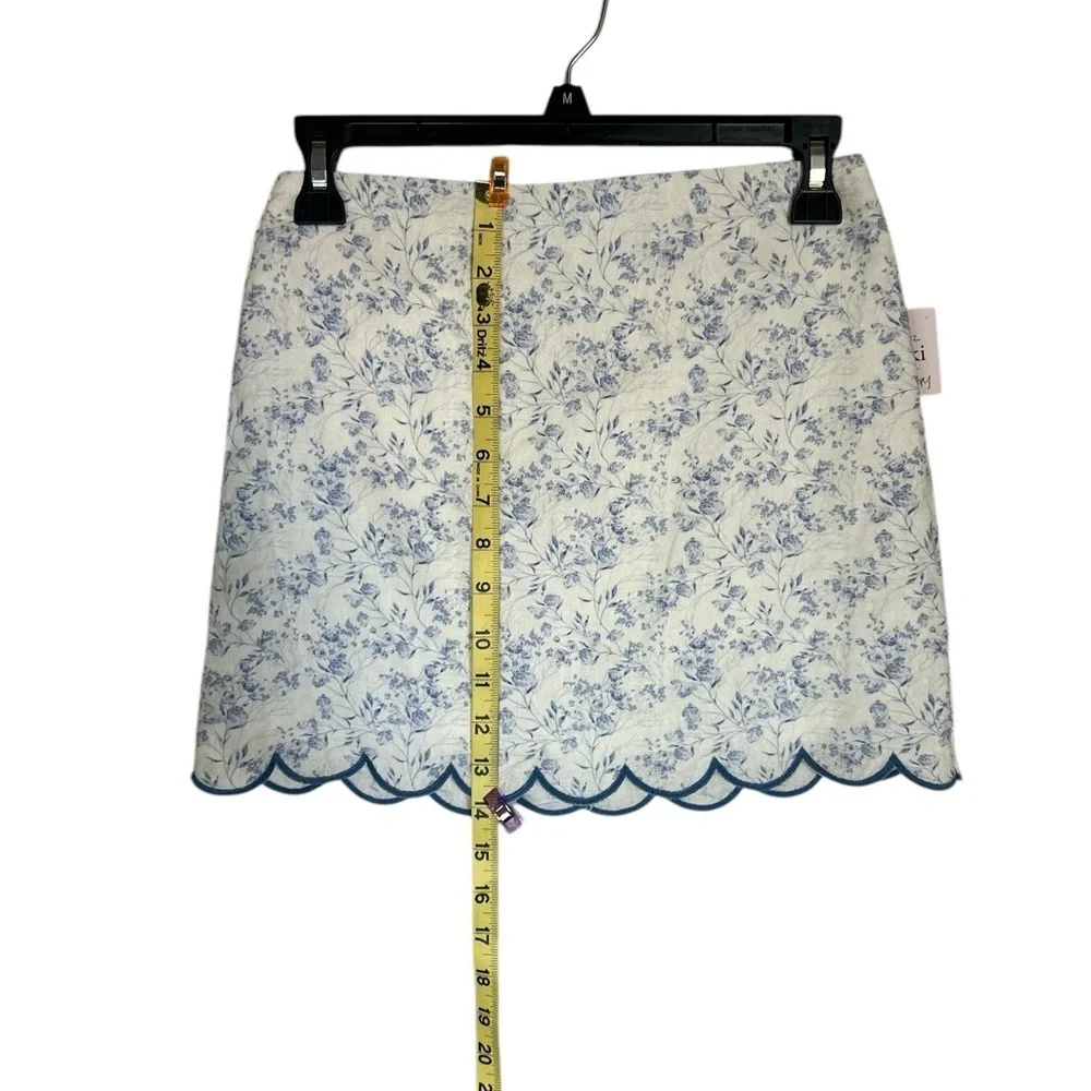 Francesca's Blue and Ivory Mini Pencil Skirt with Zipper NWT